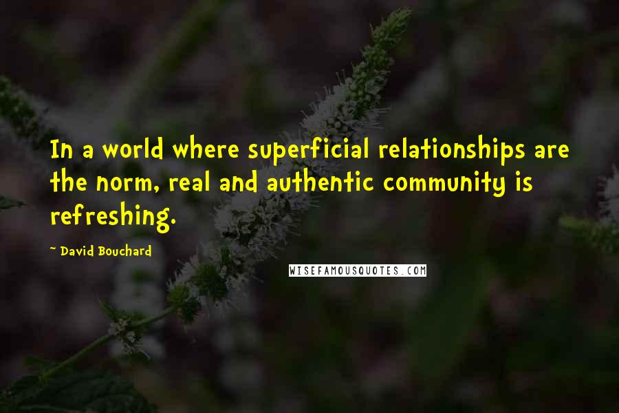 David Bouchard quotes: In a world where superficial relationships are the norm, real and authentic community is refreshing.