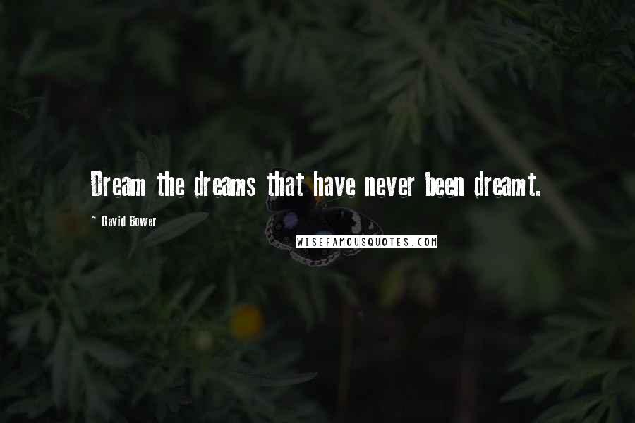 David Bower quotes: Dream the dreams that have never been dreamt.