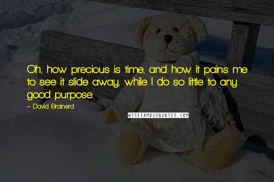 David Brainerd quotes: Oh, how precious is time, and how it pains me to see it slide away, while I do so little to any good purpose.