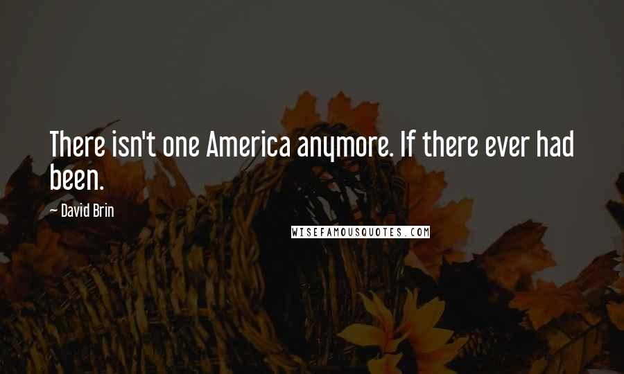 David Brin quotes: There isn't one America anymore. If there ever had been.