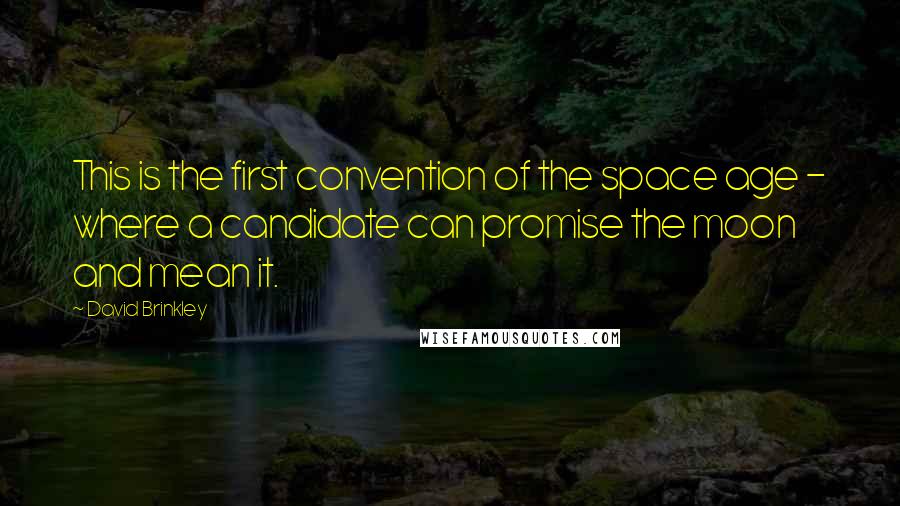 David Brinkley quotes: This is the first convention of the space age - where a candidate can promise the moon and mean it.