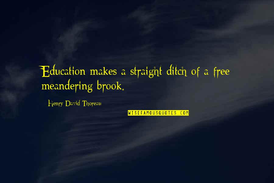 David Brook Quotes By Henry David Thoreau: Education makes a straight ditch of a free