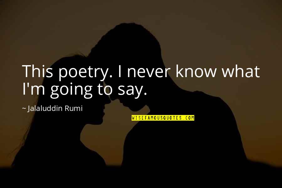 David Brook Quotes By Jalaluddin Rumi: This poetry. I never know what I'm going