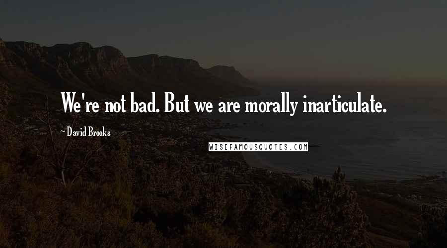 David Brooks quotes: We're not bad. But we are morally inarticulate.