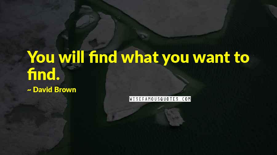 David Brown quotes: You will find what you want to find.