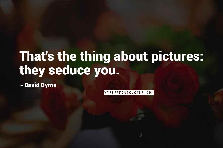 David Byrne quotes: That's the thing about pictures: they seduce you.