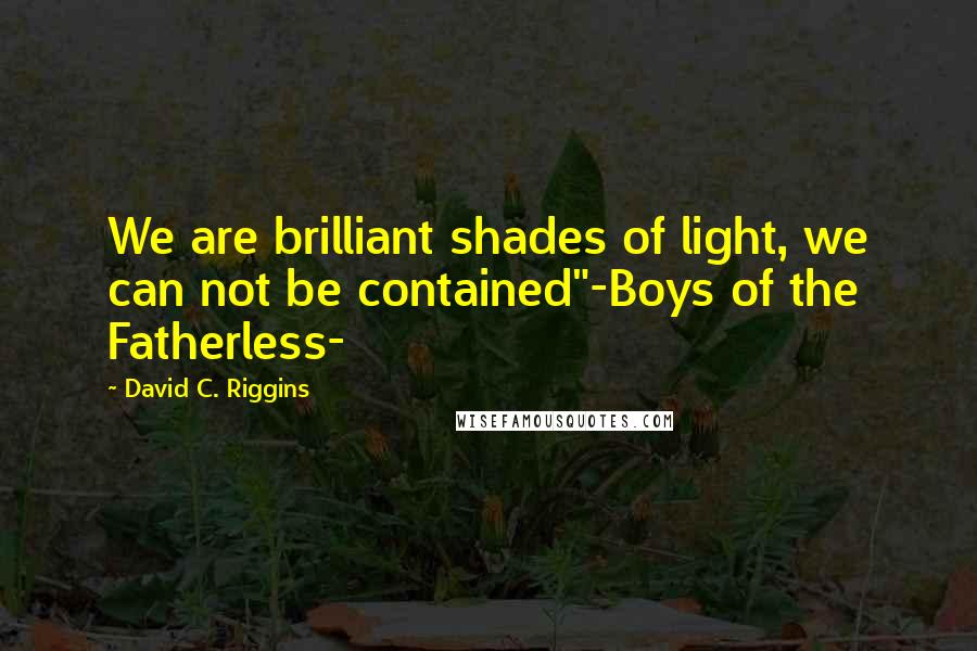 David C. Riggins quotes: We are brilliant shades of light, we can not be contained"-Boys of the Fatherless-