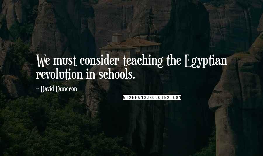 David Cameron quotes: We must consider teaching the Egyptian revolution in schools.