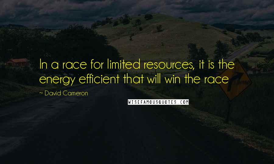 David Cameron quotes: In a race for limited resources, it is the energy efficient that will win the race