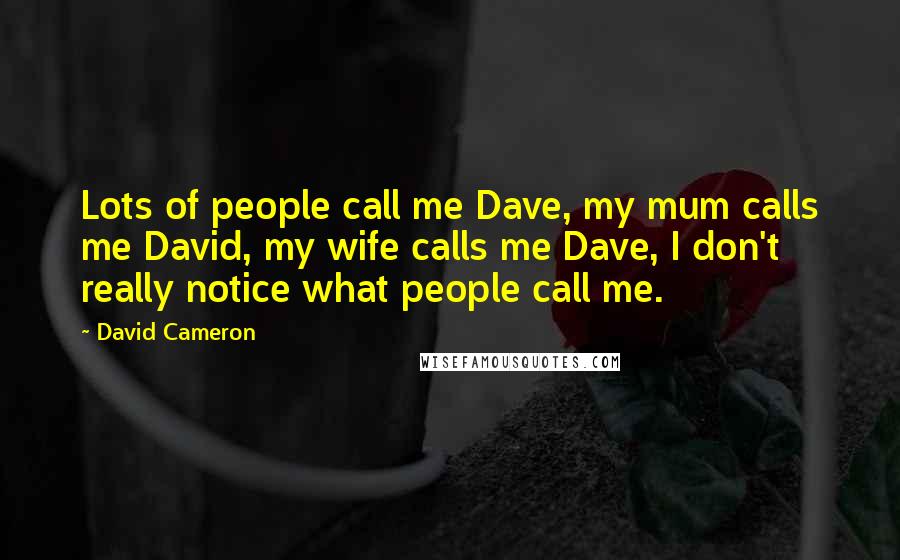 David Cameron quotes: Lots of people call me Dave, my mum calls me David, my wife calls me Dave, I don't really notice what people call me.