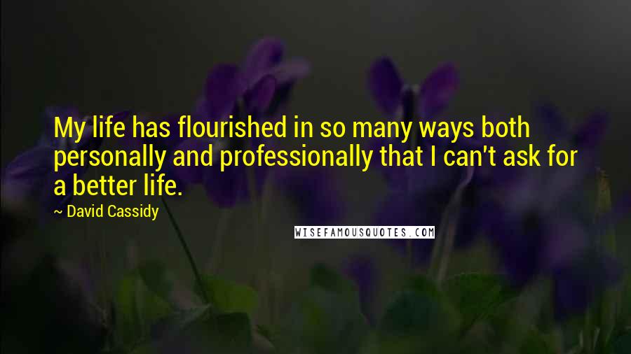 David Cassidy quotes: My life has flourished in so many ways both personally and professionally that I can't ask for a better life.