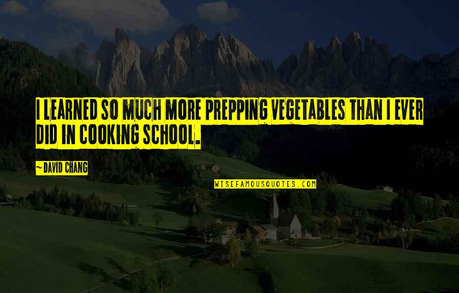 David Chang Quotes By David Chang: I learned so much more prepping vegetables than