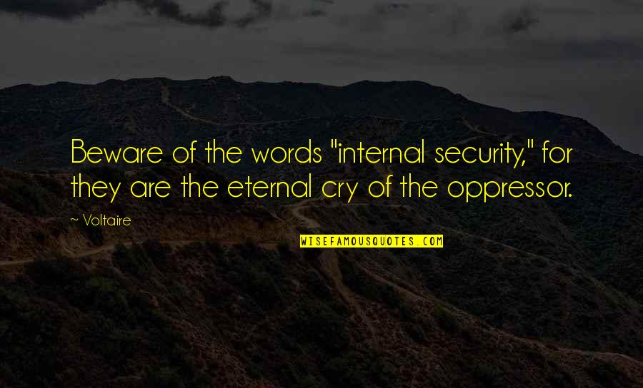 David Choi Quotes By Voltaire: Beware of the words "internal security," for they