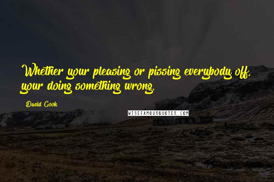 David Cook quotes: Whether your pleasing or pissing everybody off, your doing something wrong.