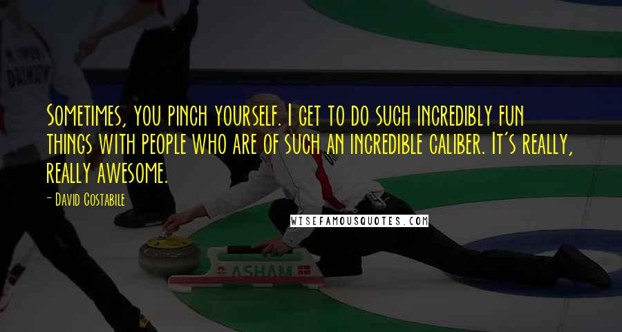 David Costabile quotes: Sometimes, you pinch yourself. I get to do such incredibly fun things with people who are of such an incredible caliber. It's really, really awesome.