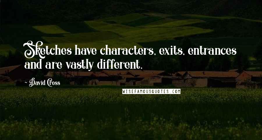 David Cross quotes: Sketches have characters, exits, entrances and are vastly different.