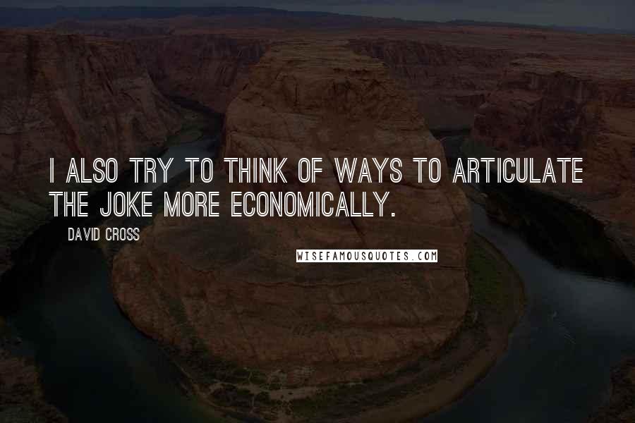 David Cross quotes: I also try to think of ways to articulate the joke more economically.