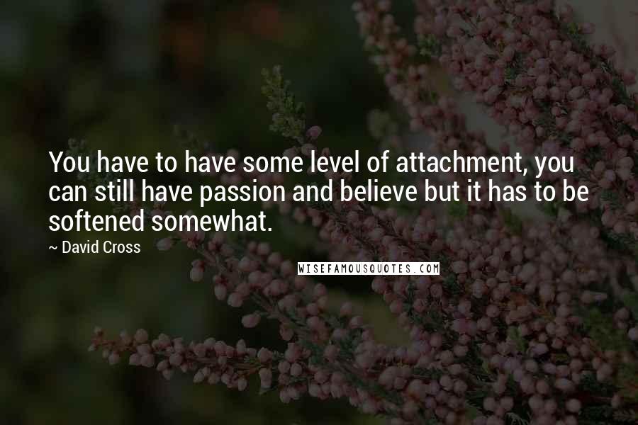 David Cross quotes: You have to have some level of attachment, you can still have passion and believe but it has to be softened somewhat. David Cross quotes: You have to have some level of attachment, you can still have passion and believe but it has to be softened somewhat.