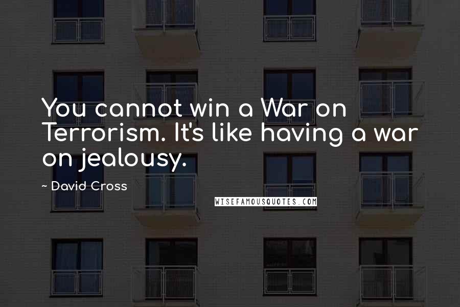 David Cross quotes: You cannot win a War on Terrorism. It's like having a war on jealousy.