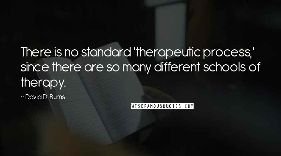 David D. Burns quotes: There is no standard 'therapeutic process,' since there are so many different schools of therapy.