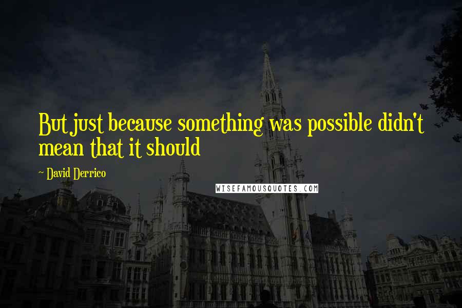 David Derrico quotes: But just because something was possible didn't mean that it should
