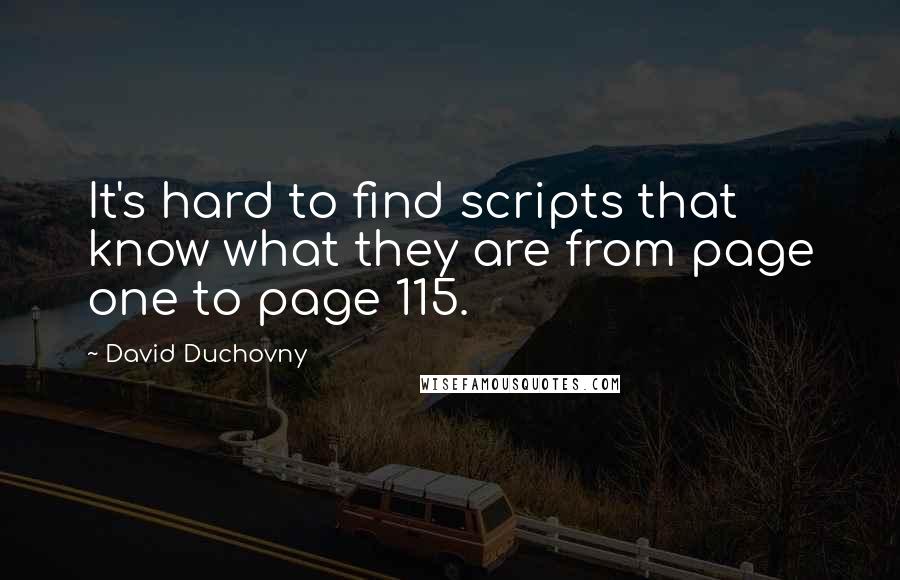 David Duchovny quotes: It's hard to find scripts that know what they are from page one to page 115.