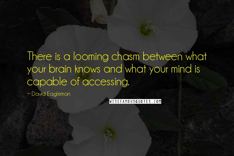 David Eagleman quotes: There is a looming chasm between what your brain knows and what your mind is capable of accessing.