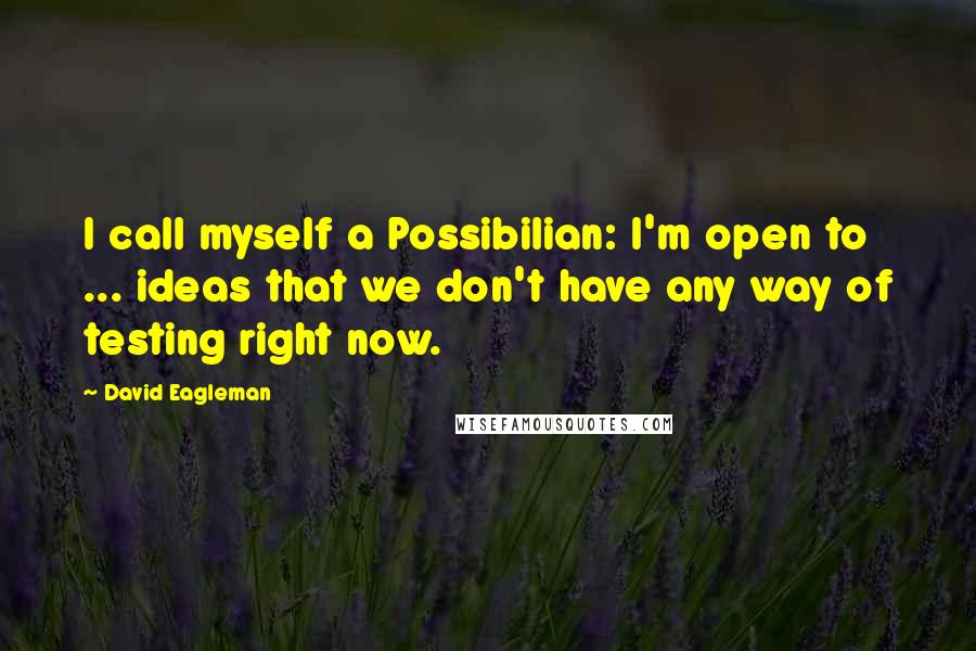 David Eagleman quotes: I call myself a Possibilian: I'm open to ... ideas that we don't have any way of testing right now.