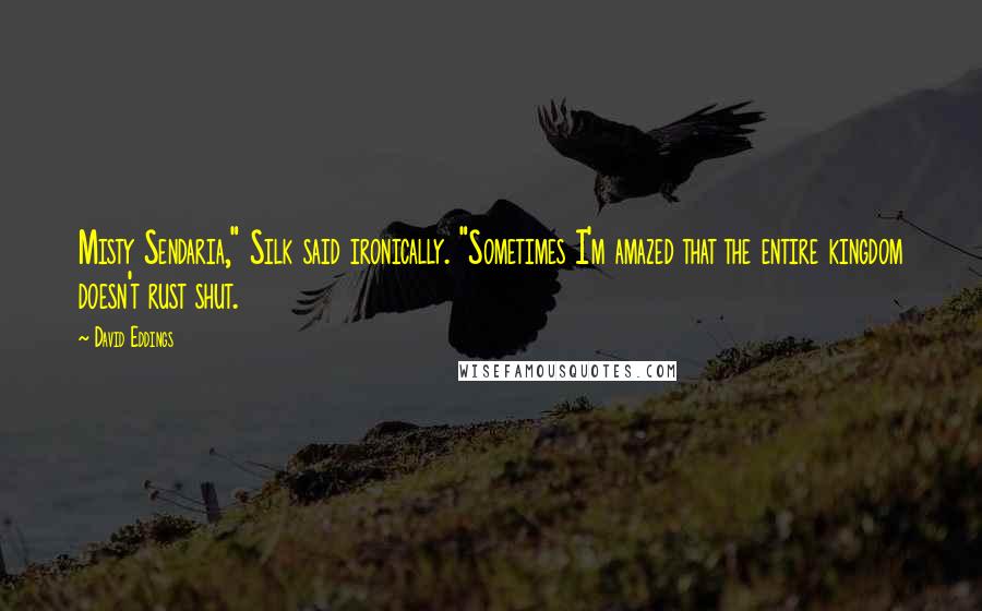 David Eddings quotes: Misty Sendaria," Silk said ironically. "Sometimes I'm amazed that the entire kingdom doesn't rust shut.