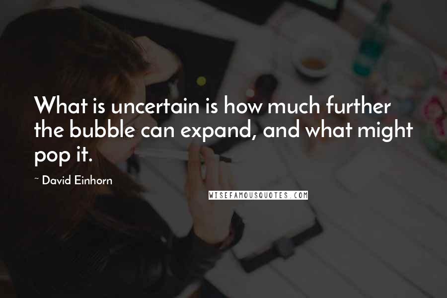 David Einhorn quotes: What is uncertain is how much further the bubble can expand, and what might pop it.