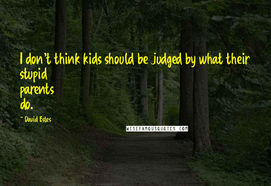 David Estes quotes: I don't think kids should be judged by what their stupid parents do.