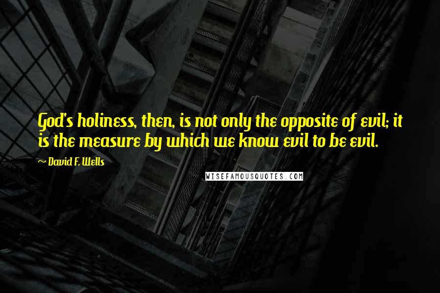 David F. Wells quotes: God's holiness, then, is not only the opposite of evil; it is the measure by which we know evil to be evil.