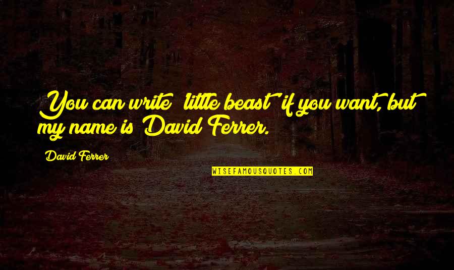 David Ferrer Quotes By David Ferrer: You can write 'little beast' if you want,
