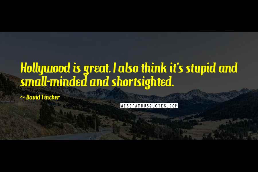 David Fincher quotes: Hollywood is great. I also think it's stupid and small-minded and shortsighted.