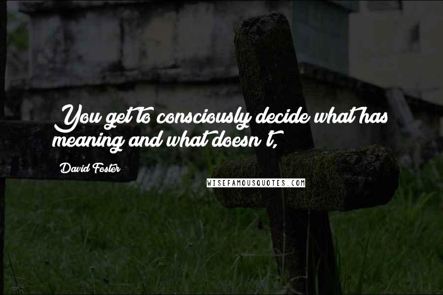 David Foster quotes: You get to consciously decide what has meaning and what doesn't,