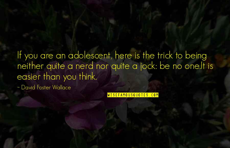 David Foster Quotes By David Foster Wallace: If you are an adolescent, here is the