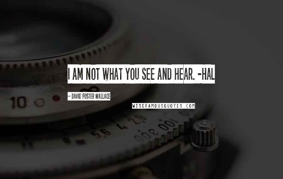 David Foster Wallace quotes: I am not what you see and hear. -Hal