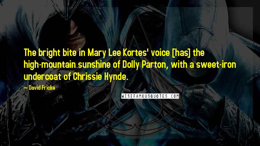 David Fricke quotes: The bright bite in Mary Lee Kortes' voice [has] the high-mountain sunshine of Dolly Parton, with a sweet-iron undercoat of Chrissie Hynde.