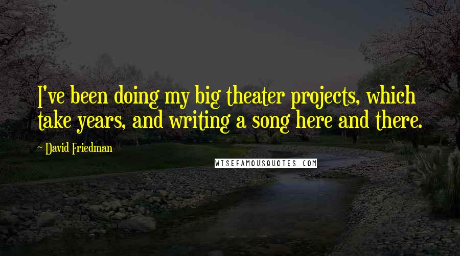 David Friedman quotes: I've been doing my big theater projects, which take years, and writing a song here and there.