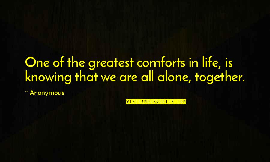 David G Farragut Quotes By Anonymous: One of the greatest comforts in life, is