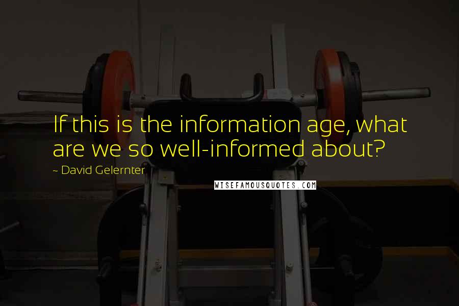 David Gelernter quotes: If this is the information age, what are we so well-informed about?