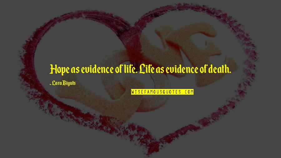 David Goldberg Attorney Quotes By Lara Biyuts: Hope as evidence of life. Life as evidence