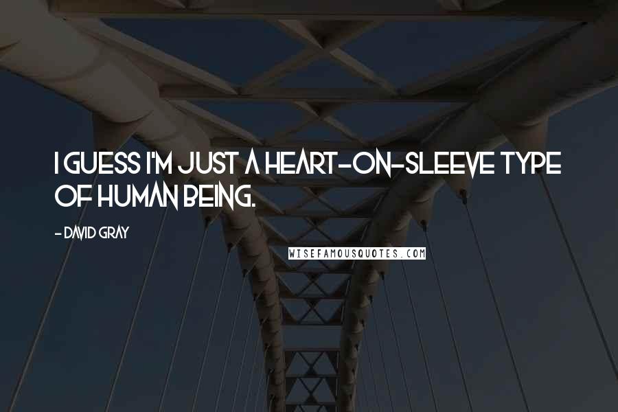David Gray quotes: I guess I'm just a heart-on-sleeve type of human being.
