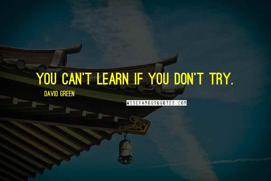 David Green quotes: You can't learn if you don't try.