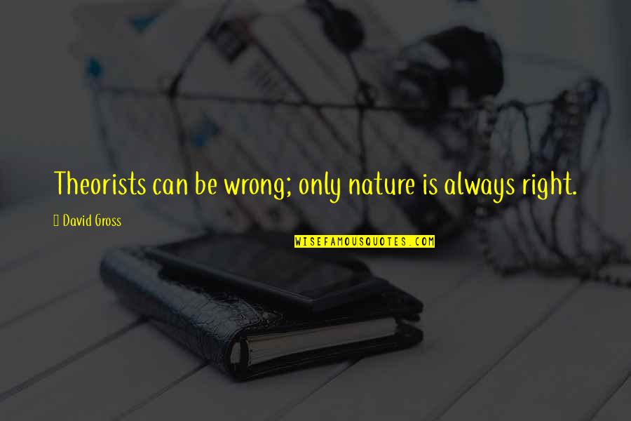 David Gross Quotes By David Gross: Theorists can be wrong; only nature is always