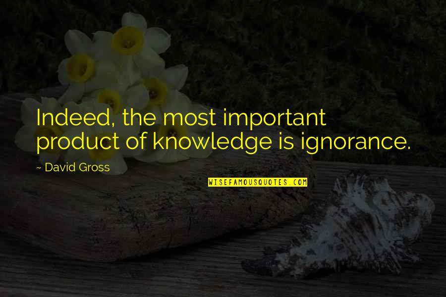 David Gross Quotes By David Gross: Indeed, the most important product of knowledge is