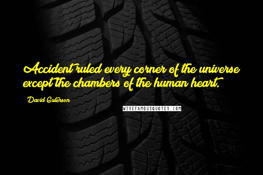 David Guterson quotes: Accident ruled every corner of the universe except the chambers of the human heart.