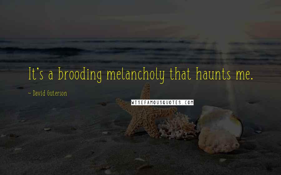 David Guterson quotes: It's a brooding melancholy that haunts me.
