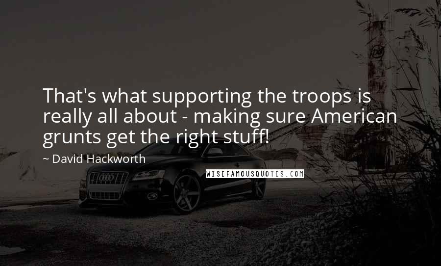 David Hackworth quotes: That's what supporting the troops is really all about - making sure American grunts get the right stuff!