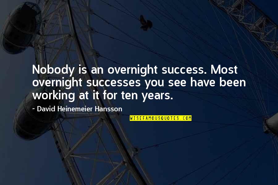 David Hansson Quotes By David Heinemeier Hansson: Nobody is an overnight success. Most overnight successes David Hansson Quotes By David Heinemeier Hansson: Nobody is an overnight success. Most overnight successes